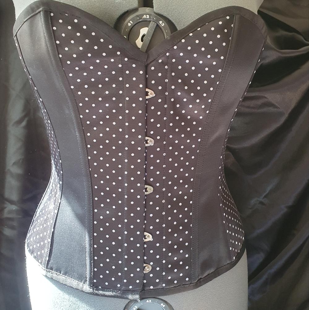 Elegant Black Corset with White Dots